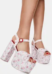 [Sugar Thrillz] Picnic Date Floral Platform Heels