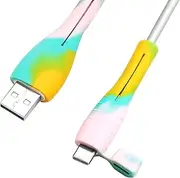 2X Silicone Colorful USB Type C Cord Protector for Phone Charger, Wire Protectors, Elastic Phone Accessory Protective Anti Slip Portable Cord Sleeve for Mobile Phones