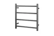 AQUAPERLA 4-Bar Heated Towel Rail - Round Bars - PVD Brushed Gun Metal Grey (W500mm x H520mm)
