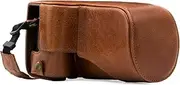 MegaGear Canon EOS M6 (18-150 mm) Ever Ready Genuine Leather Camera Case and Strap, with Battery Access - Dark Brown - MG1183