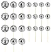 10X(24Pcs Disco Ball Cupcake Toppers Cake Topper Disco Ball Cake Picks1067