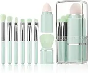 Retractable Makeup Brushes Set - 8 in 1 Portable Travel-Friendly Brush - Professional Beauty Sponge Blender Powder Brush Foundation Blush Eyeshadow Concealers Achieve Flawless Makeup (Green)