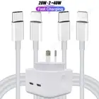 40W Dual PD Fast Charger USB-C Cable Power Adapter Block For iPhone 11 12 13 14