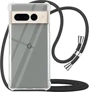 [YESPURE] Crossbody Case for Google Pixel 7 Pro,Case for Pixel 7 Pro [ with Adjustable Lanyard Strap ] Clear Soft TPU Anti-Yellowing Anti-Scratch Shockproof Protective Phone Cover 2022 - Black
