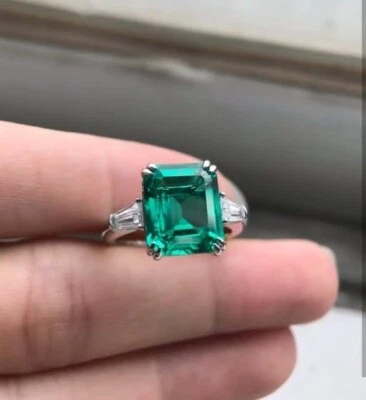 2.30 Ct Radiant Cut Natural Emerald Diamond Proposal Ring 14K solid White gold
