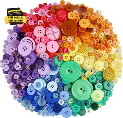 600-700 PCS Mixed Color Assorted Sizes round Resin Buttons for Crafts Sewing DIY