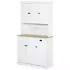 Modern Kitchen Cupboard Storage Cabinet Microwave Oven Countertop Drawer White