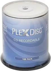 PlexDisc CD-R 700MB 52X White Inkjet Hub Printable Recordable Media Disc - 100pk Spindle