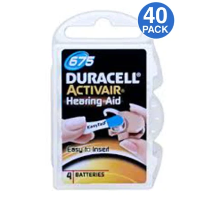 Duracell Size 675 Activair PR44 P675 Hearing Aid Batteries (40 Pack)