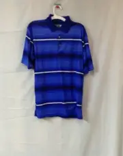 Ben Hogan Men's Printed Stripe Blue Golf Polo Shirt Size S