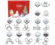 Advent Calendar 2024 Children's Christmas Calendar Gifts 24 Pieces Metal Puzzle Puzzle Games Metal IQ Puzzles Puzzle Games Skill Game for Boys Girls