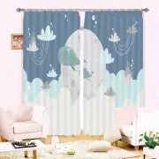 Dream Whale White Clouds 3D Blockout Photo Print Curtain Fabric Curtains Window