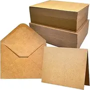 ANSSDO 100 Pack Blank Cards with Envelopes 4x6, Bulk Kraft Paper Greeting Cards for DIY Card Making, Wedding, Birthday, All Occasions