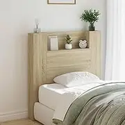 Headboard Cabinet, Storage Bed Headboard Beds Head Frame with LED Sonoma Oak 100x16.5x103.5 cm