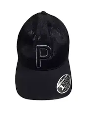 Puma P 110 Golf Trucker Hat Mens OSFA Black Mesh Breathable Snapback Adjustable