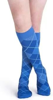 Sigvaris Microfiber Patterns Calf-High Socks, Royal Blue Argyle, 15-20mmHg (Size