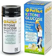 Urine Test Strips Ketone Glucose Strips for Dogs and Cats Urinalysis (50 Strips) UTI Test Strips Urine Monitoring and Testing Kit Blood Glucose Liver and Kidney Health by Advocate Pettest