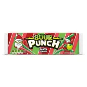 Sour Punch 3.2 oz. SANTA STRAWS Berry & Green Apple Gummy Soft Candy *BB 8/2025*