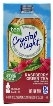 50 10-Packet Boxes Crystal Light Raspberry Green Tea On The Go Drink Mix