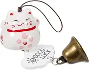 PAMINGONO Japanese Luck Cat Wind Bell Ceramic DIY Wind Chime for Home Decor Unique Outdoor Pendant Present for Garden Porch