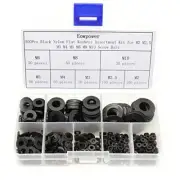 500 Pcs Black Nylon Flat Washers Assortment Kit for Electrical Connections