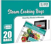 Kiginhans 20 PCS Microwave Steaming Bags Reusable Silicone Food Steam Cooking Bags for Vegetables, Potatoes and Meat, Easy to Use, Keep Fresh (20)