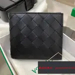 二手 BOTTEGA VENETA BV 黑色牛皮中格雙折短夾 男生錢包 錢夾 零錢包605721 實拍