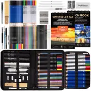 Art Supplies Drawing Pencils Set - 76 Pack Pro Sketching Kit with Sketchbook ...