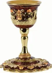 Jeweled Jerusalem Brown Kiddush Cup Holyland Judaica Grape SHABBAT Vines