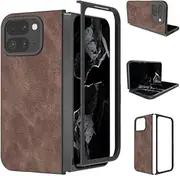 [Jarttarn] Luxury PU Leather Case for Google Pixel 9 Pro Fold (2024),Back Cover Full Protection Silicone Phone Case for Pixel 9 Pro Fold[Supports Wireless Charging] (Brown)