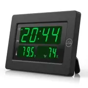 LED Digital Clock with Indoor Temperature, Humidity, 12/24Hour, Wall Mount/Fo...