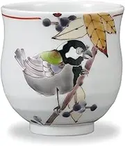 Kutani Yakiwataya Tea Cup Murasaki Shikibu 4 Sparrows AP7-5029