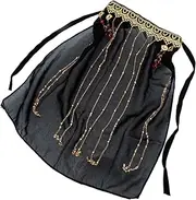 [GLSTOY] Antique Veil Sun-proof Veil Tribal Face Veil Tassel Face Veil Lady Face Veil Vintage Face Veil Masquerade Face Veil Face Cover Veil Beaded Face Veil Women Veil White Fabric