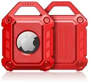 Airtag Holder Case, Air Tag Protective Tracker With Loop Key Ring Compatible With Apple Airtags, TPU Cover and Silicone Seals (Red)