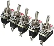 AIMALL 5X Waterproof Toggle Flick Switch 250V ON/Off Car Dash Light Metal 12 Volt Boot, SPST 2Pin Heavy Duty, 15A Rocker Toggle, 1.14x0.63x2.2 Inches