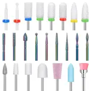 24 Pcs Nail Drill Bit Set, 3/32” Ceramic Diamond Carbide Nail Drill Bits, Acryli