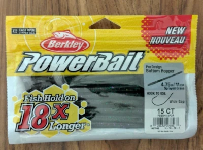 Berkley PowerBait 4.75" Pro Design Bottom Hopper SPRAYED GRASS 15 Ct NIP