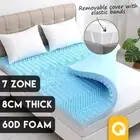 Memory Foam Mattress Topper with Bamboo Cover 7 Zone COOL GEL Queen Size 8cm