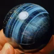 216G Natural Beautiful Meteor Blue Tiger Eye Sphere Crystal Quartz Healing L3873