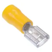 50 x 6.3mm Yellow Female Double Crimp Connector Terminal