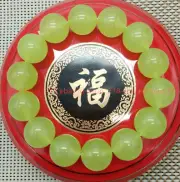 14mm Natural Green Peridot Gemstone Round Beads Stretch Bangle Bracelet 7.5''