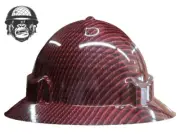 Custom Hydrographic Safety Hard Hat CARBON FIBRE RED PRO CHOICE WIDE BRIM