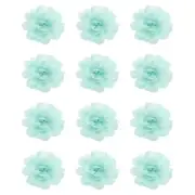 12Pcs 2" Chiffon Flowers Sewing Fabric Flower Appliques for Crafts Light Green