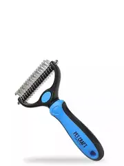 Dog Grooming Rake Undercoat Brush 2-in-1 Pet Deshedding Dematting Detangler T...