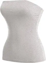 [MixMatchy] Women's Basic Solid Stretchy Cotton Long Bandeau Tube Top