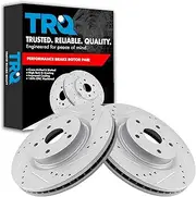 TRQ Performance Front Drilled Slotted Coated Brake Rotor Set for Subaru Tribeca Legacy WRX Outback