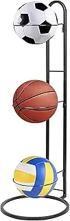 MADABO Basketball Ball Storage Rack, 3 Tier Cube Sports Ball Holder, Garage Sports Organizer, Indoor Removable Vertical Display Stand for Basketball, Football, Volleyball