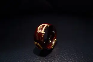 DAMIANI 紅酒紫陶瓷玫瑰金真鑽寬版戒指