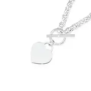 Silver 19cm Belcher T-bar With Heart Bracelet