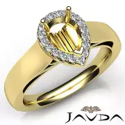 Halo Pave Setting Pear Diamond Semi Mount Engagement Ring 18k Yellow Gold 0.2Ctw